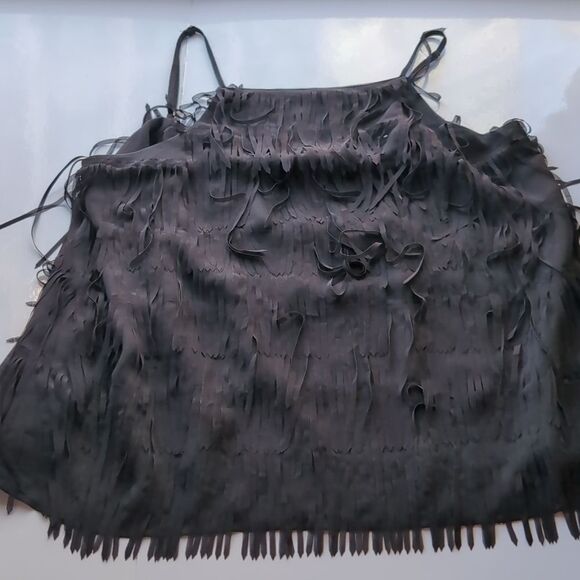 Guess LA black ruffle fringe tank size M party top - Picture 10 of 11